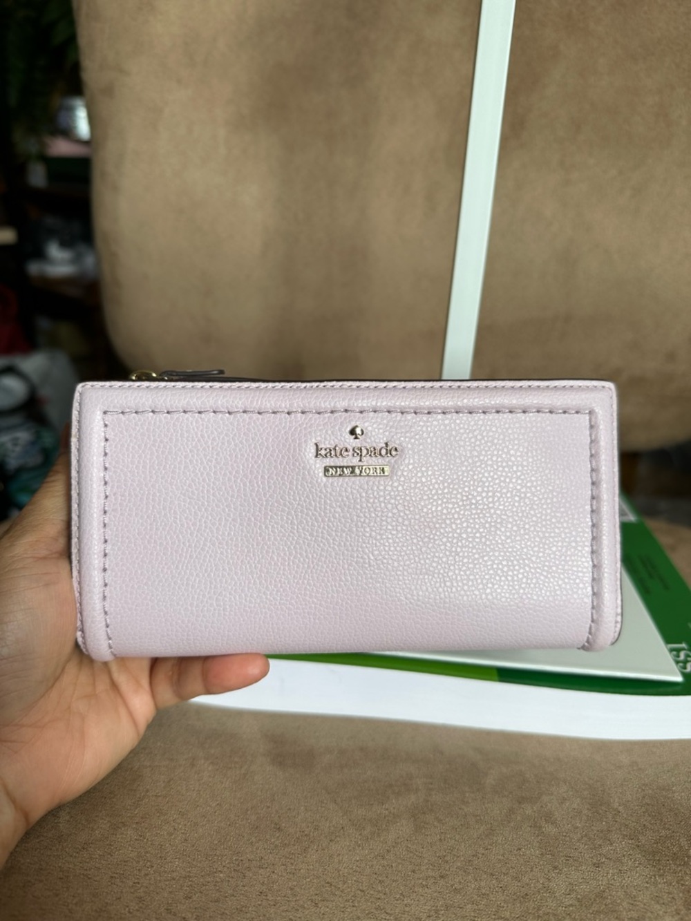 kate spade Lilac Pebbled Leather Zip & Double Snap Wallet Very Good Condition - Picture 2 of 10